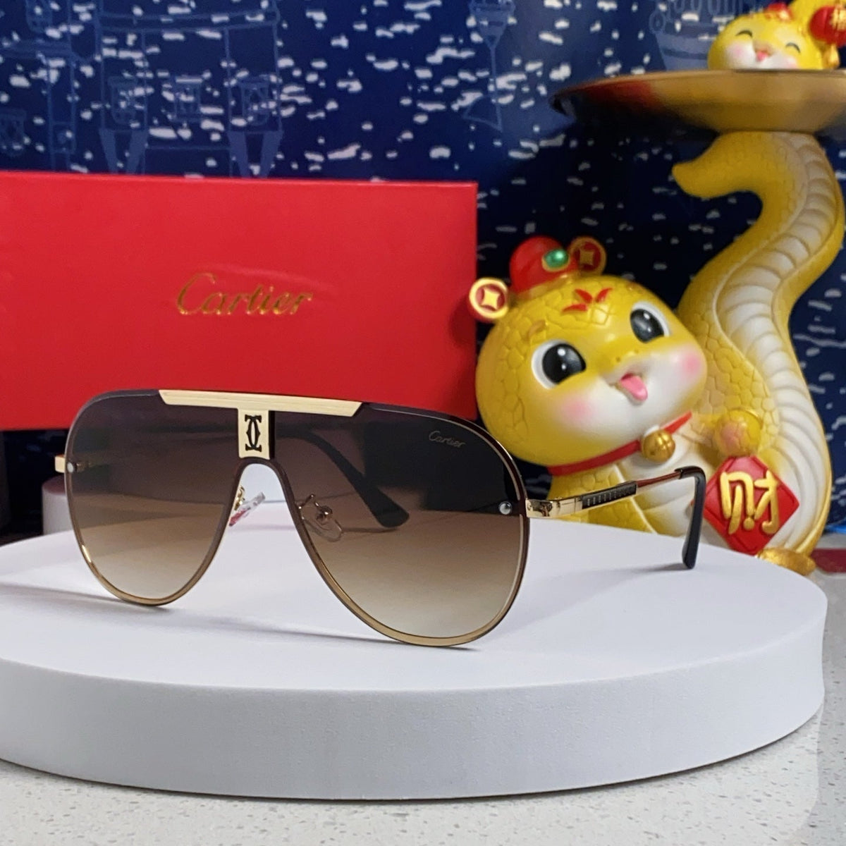 CARTIER SIGNATURE AVIATOR FRAME SUNGLASSES  563238 IN METAL