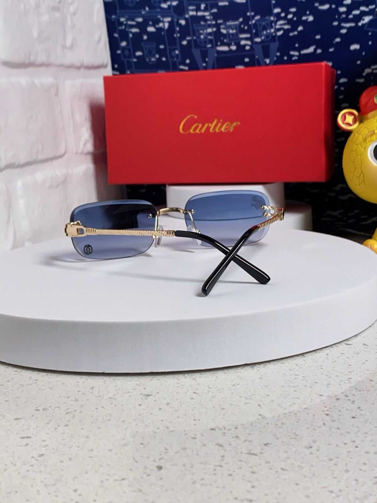 CARTIER SIGNATURE C DE RECTANGULAR FRAME SUNGLASSES 533233 IN METAL