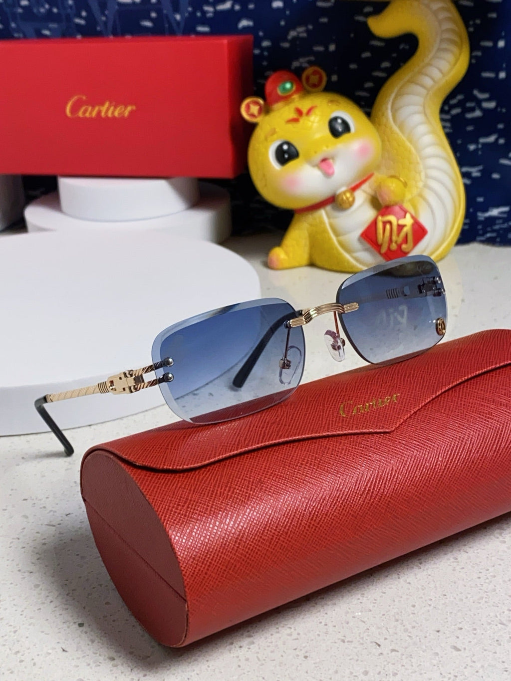 CARTIER SIGNATURE C DE RECTANGULAR FRAME SUNGLASSES 533233 IN METAL