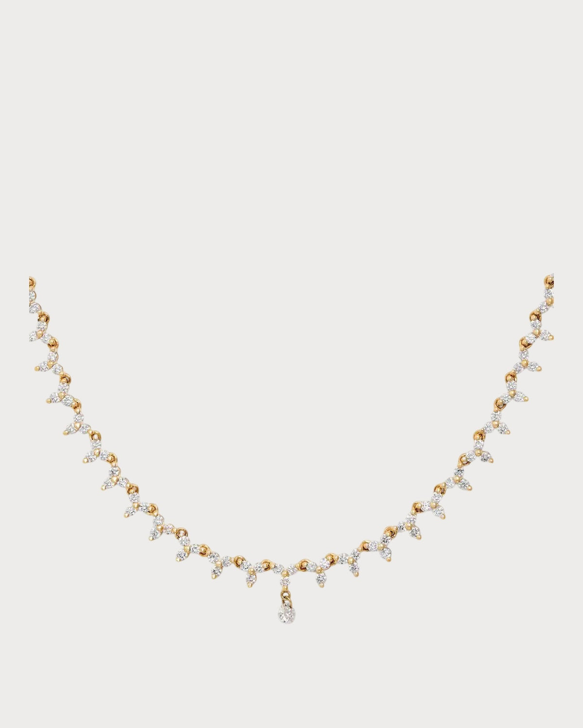 PERSEE Yellow Gold and Diamond Triangle Tennis Necklace(Yellow Gold)